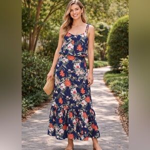 Banana Republic Navy Floral Maxi Dress – Size 2